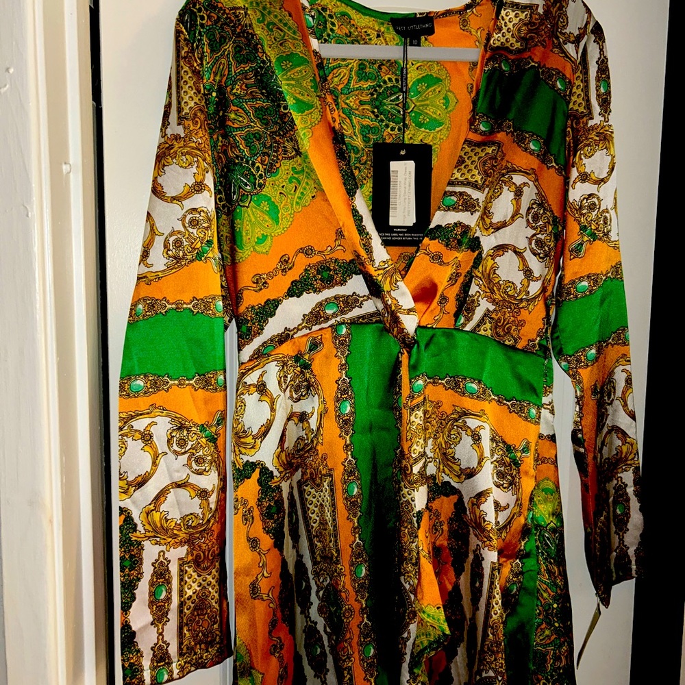 Orange Silky Long Sleeve Wrap